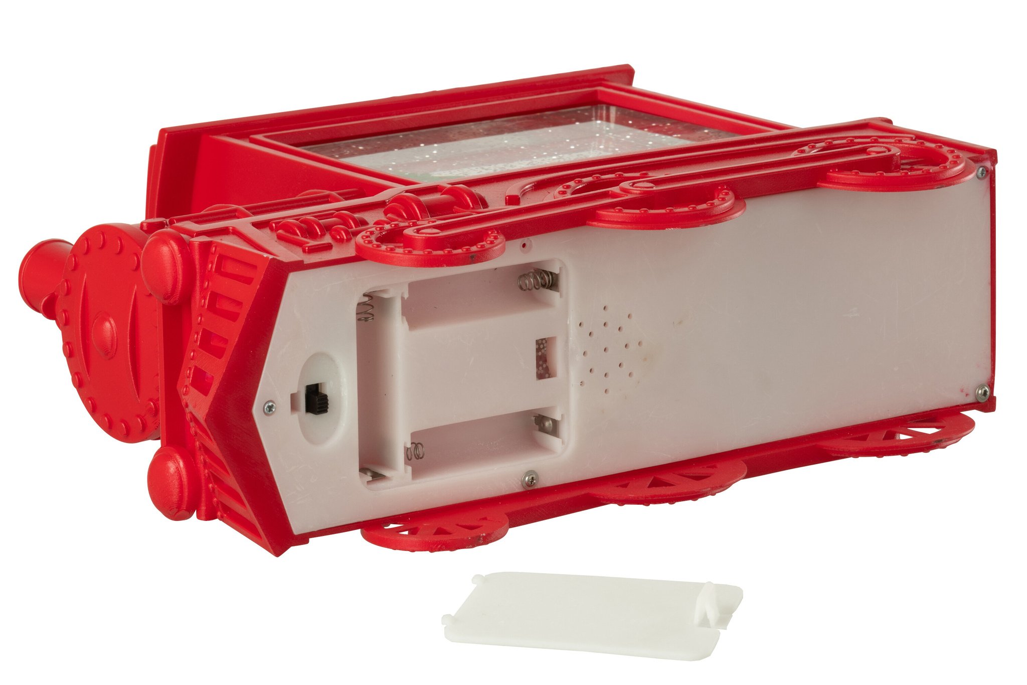 J-LINE WATER GLOBE LOCOMOTIVE PLASTIC CHRISTMAS RED