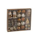 J-LINE DOOS VAN 45 KERSTBALLEN PLASTIC BRUIN