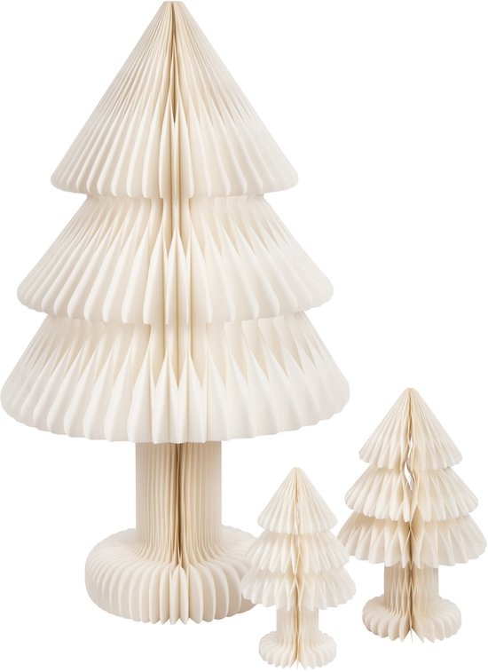 J-LINE KERSTBOOM OPVOUWBAAR PAPIER GEBROKEN WIT GROOT