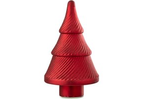 J-LINE KERSTBOOM GEOXIDEERD GERIBBELD GLAS ROOD KLEIN