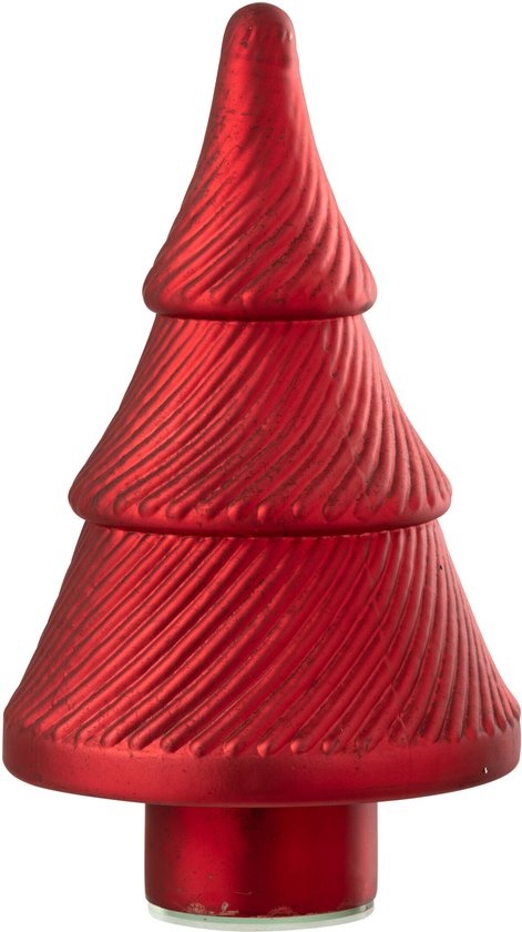 J-LINE KERSTBOOM GEOXIDEERD GERIBBELD GLAS ROOD KLEIN