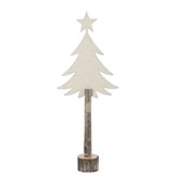 J-LINE KERSTBOOM + STER IJZER/PAULOWNIAHOUT GEBROKEN WIT GROOT