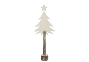 J-LINE KERSTBOOM + STER IJZER/PAULOWNIAHOUT GEBROKEN WIT GROOT