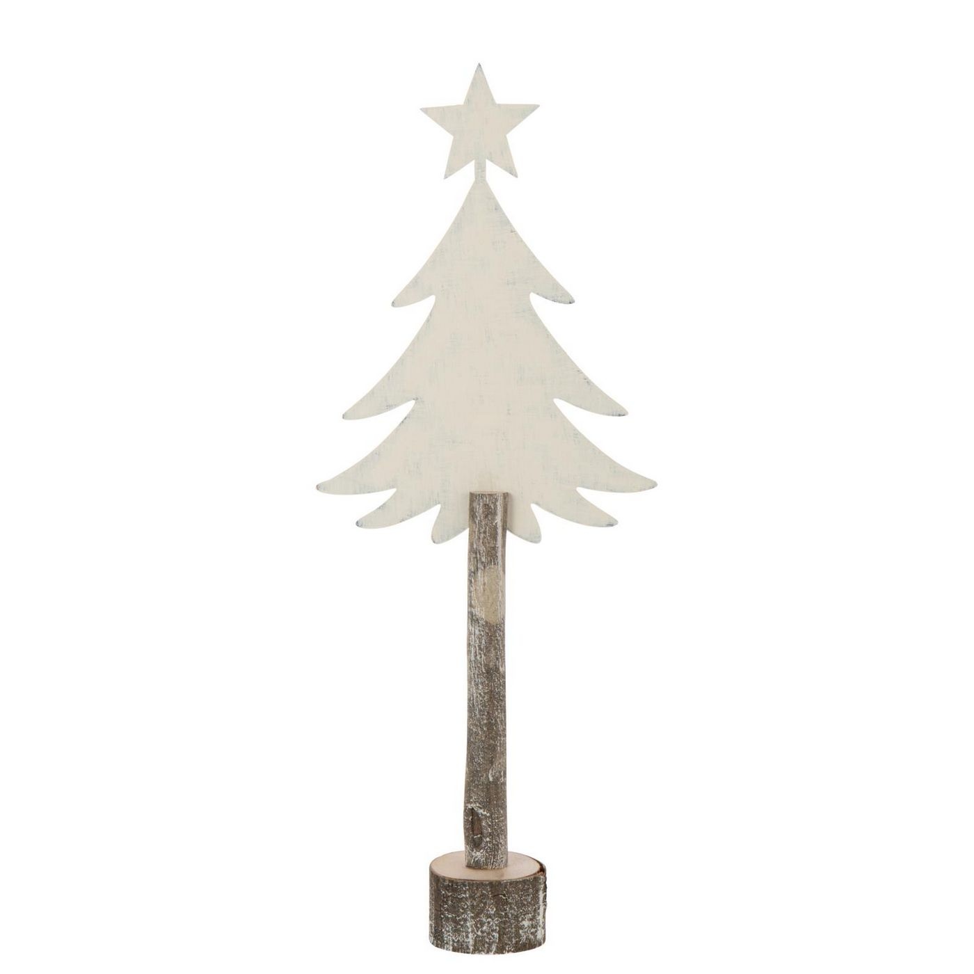 J-LINE KERSTBOOM + STER IJZER/PAULOWNIAHOUT GEBROKEN WIT GROOT