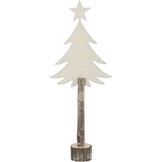 J-LINE KERSTBOOM + STER IJZER/PAULOWNIAHOUT GEBROKEN WIT GROOT