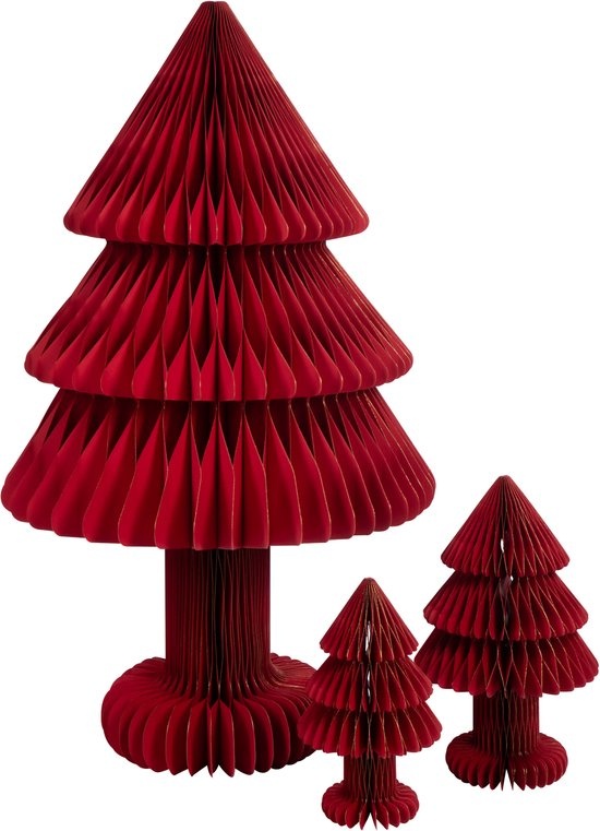 J-LINE KERSTBOOM OPVOUWBAAR PAPIER KERST ROOD GROOT