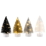 J-LINE DISPLAY 12 KERSTBOOM + LED GLITTER PLASTIC ZWART/ZILVER/GOUD
