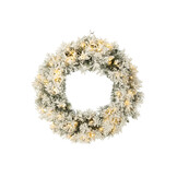 J-LINE KERSTKRANS + LED WARM WIT PLASTIC SNEEUW GROEN GROOT