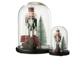 J-LINE DECORATIEVE GLAZEN KERSTBEL NOTENKRAKER ROOD/DONKERGROEN GROOT