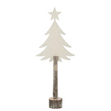 J-LINE KERSTBOOM + STER IJZER/PAULOWNIAHOUT GEBROKEN WIT GROOT