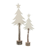 J-LINE KERSTBOOM + STER IJZER/PAULOWNIAHOUT GEBROKEN WIT GROOT