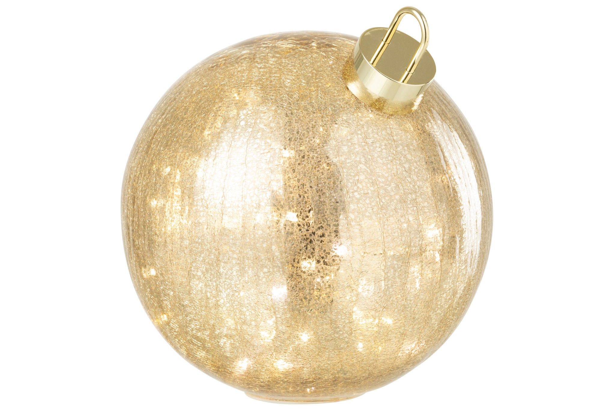 J-LINE KERSTBAL MET LED-VERLICHTING VAN GLAS GOUDKLEURIG GROOT