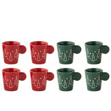 J-LINE DOOS VAN 4 KOFFIEKOPJES KERAMISCH KERST ROOD/DONKERGROEN – ASSORTIMENT VAN 2