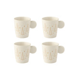 J-LINE DOOS VAN 4 KOFFIEKOPJES KERAMIEK WIT KERST