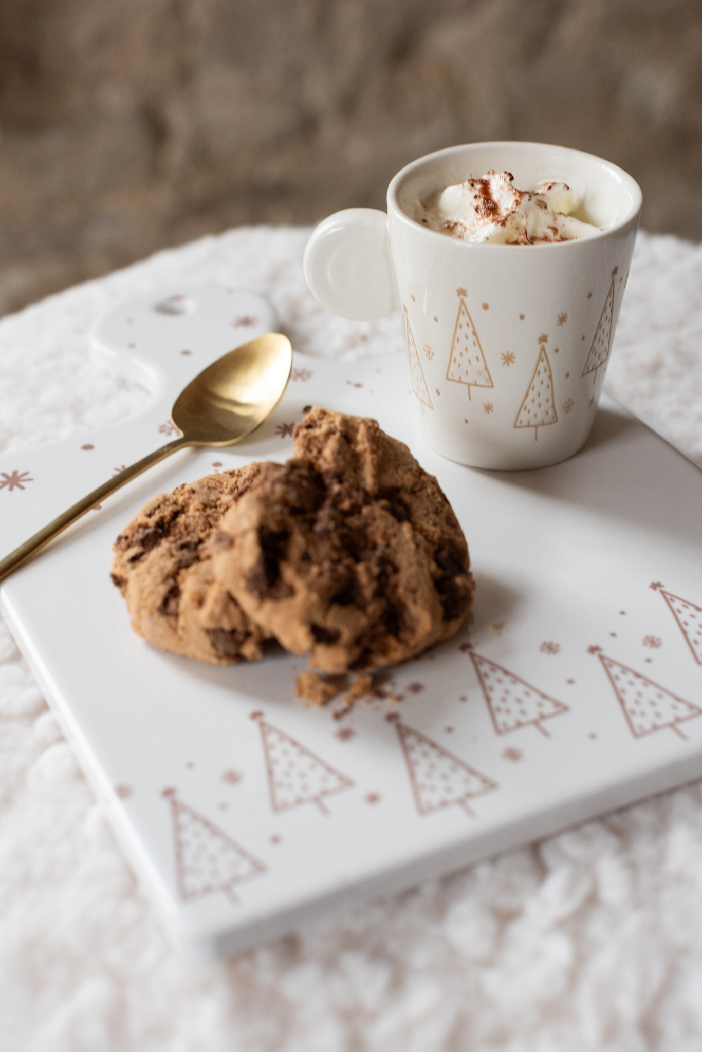 J-LINE DOOS VAN 4 KOFFIEKOPJES KERAMIEK WIT KERST