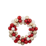 J-LINE KRANS KERSTBALLEN PLASTIC KERST ROOD/GOUDKLEURIG