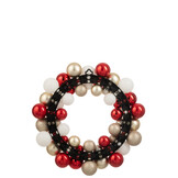 J-LINE KRANS KERSTBALLEN PLASTIC KERST ROOD/GOUDKLEURIG