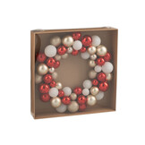 J-LINE KRANS KERSTBALLEN PLASTIC KERST ROOD/GOUDKLEURIG