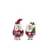 J-LINE UILEN DECO POLYESTER BRUIN/KERST ROOD ASSORTIMENT VAN 2