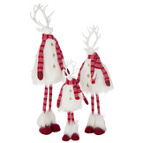 J-LINE HERTENBONT + SJAAL POLYESTER WIT/KERST ROOD GROOT