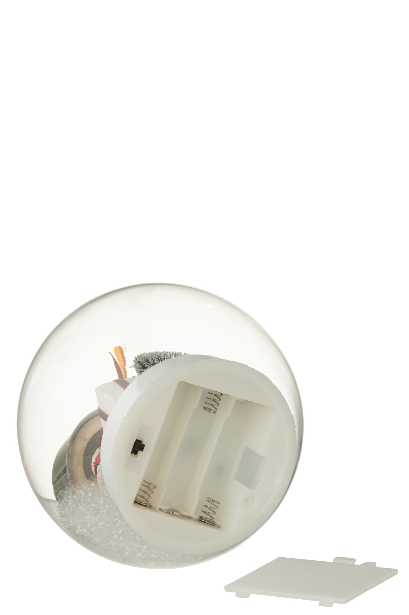 J-LINE KERSTBAL MET LED-VERLICHTING KERSTMAN GLAS WIT/ROOD GROOT