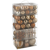 J-LINE DOOS VAN 80 KERSTBALLEN PLASTIC BRUIN