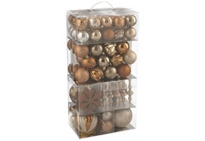 J-LINE DOOS VAN 80 KERSTBALLEN PLASTIC BRUIN