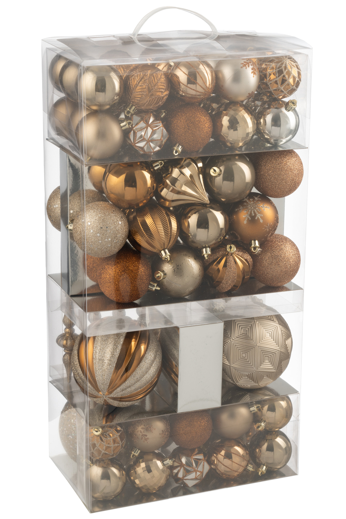 J-LINE DOOS VAN 80 KERSTBALLEN PLASTIC BRUIN