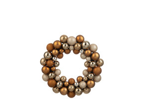 J-LINE KRANS KERSTBALLEN KUNSTSTOF BRUIN