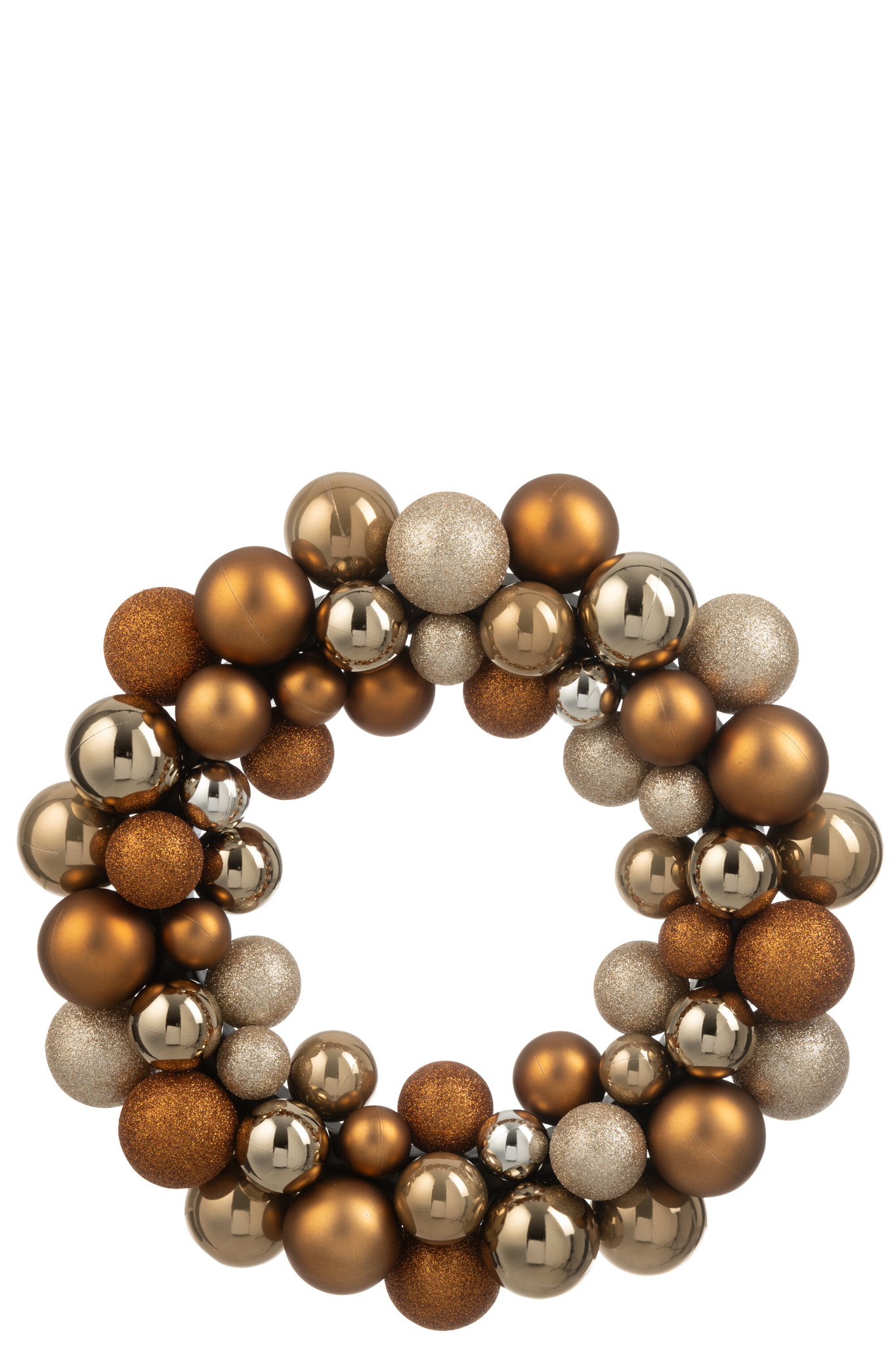 J-LINE KRANS KERSTBALLEN KUNSTSTOF BRUIN