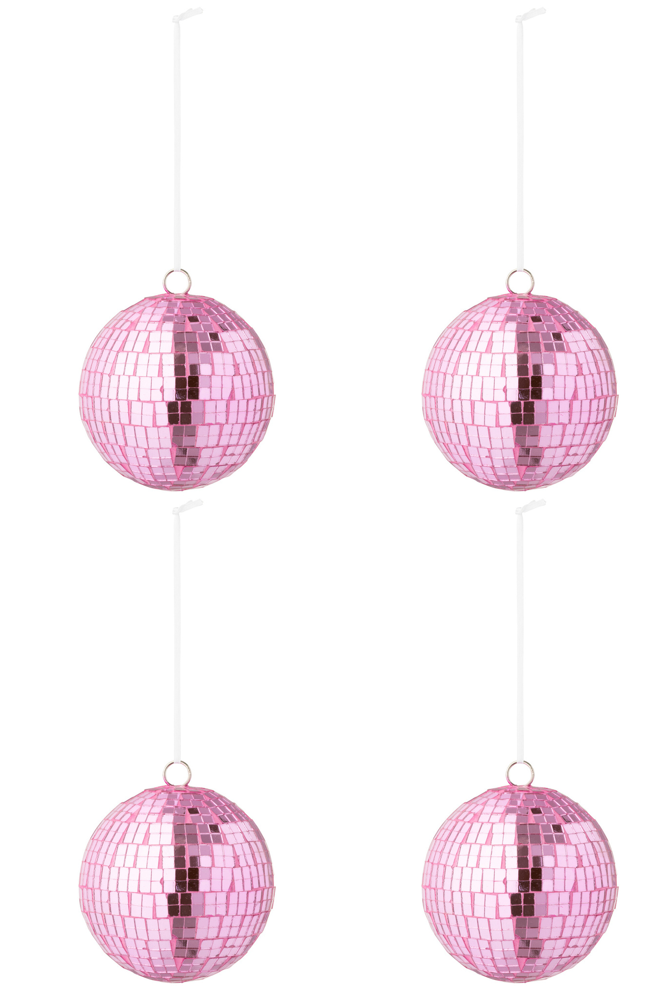 J-LINE DOOS VAN 4 KERSTBALLEN SPIEGELGLAS ROZE GROOT