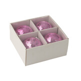 J-LINE DOOS VAN 4 KERSTBALLEN SPIEGELGLAS ROZE GROOT