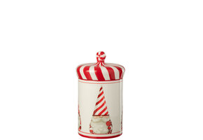 J-LINE POT DECORATIEVE KERSTMAN DOLOMIET KERST ROOD/WIT