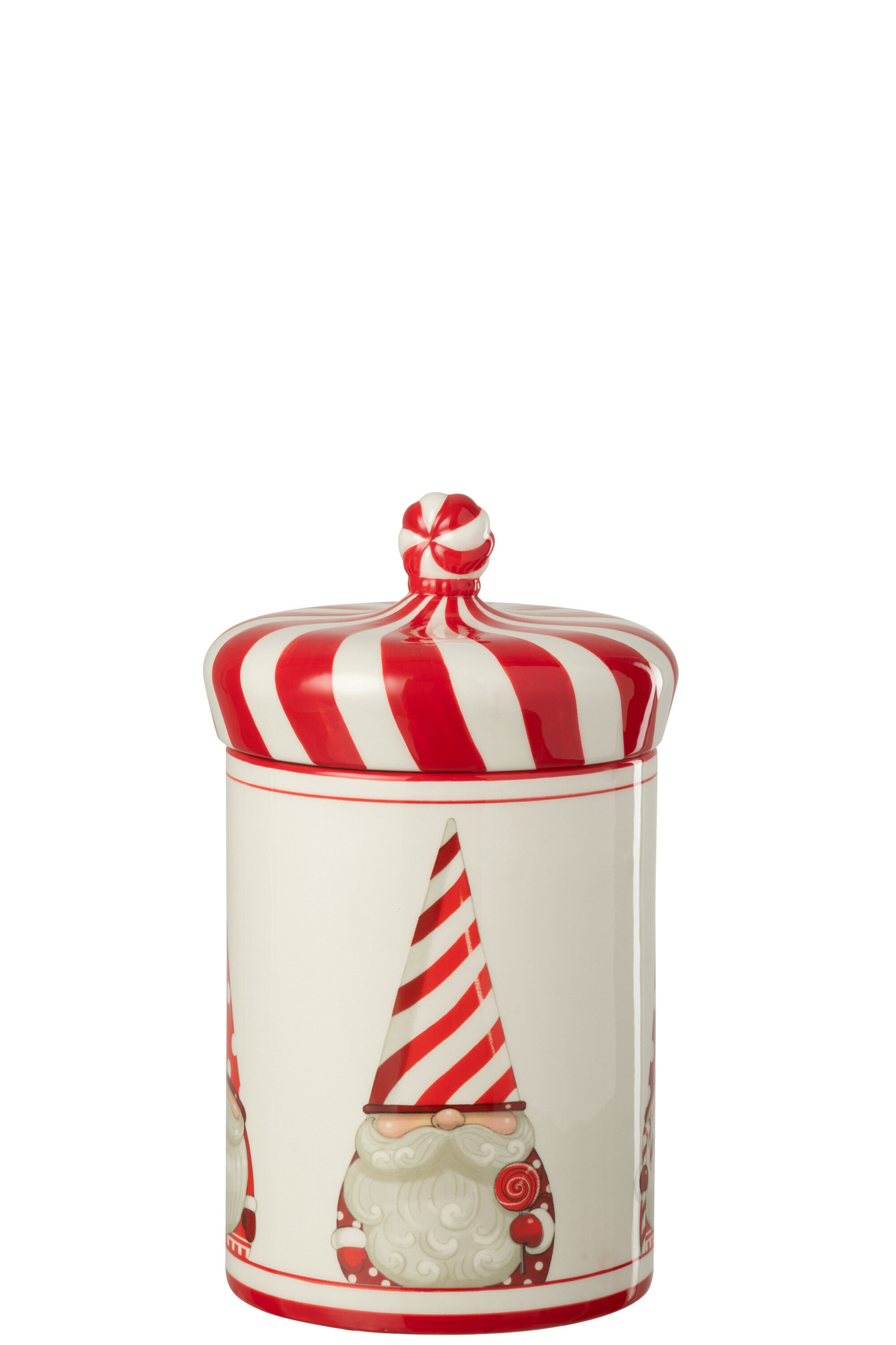 J-LINE POT DECORATIEVE KERSTMAN DOLOMIET KERST ROOD/WIT