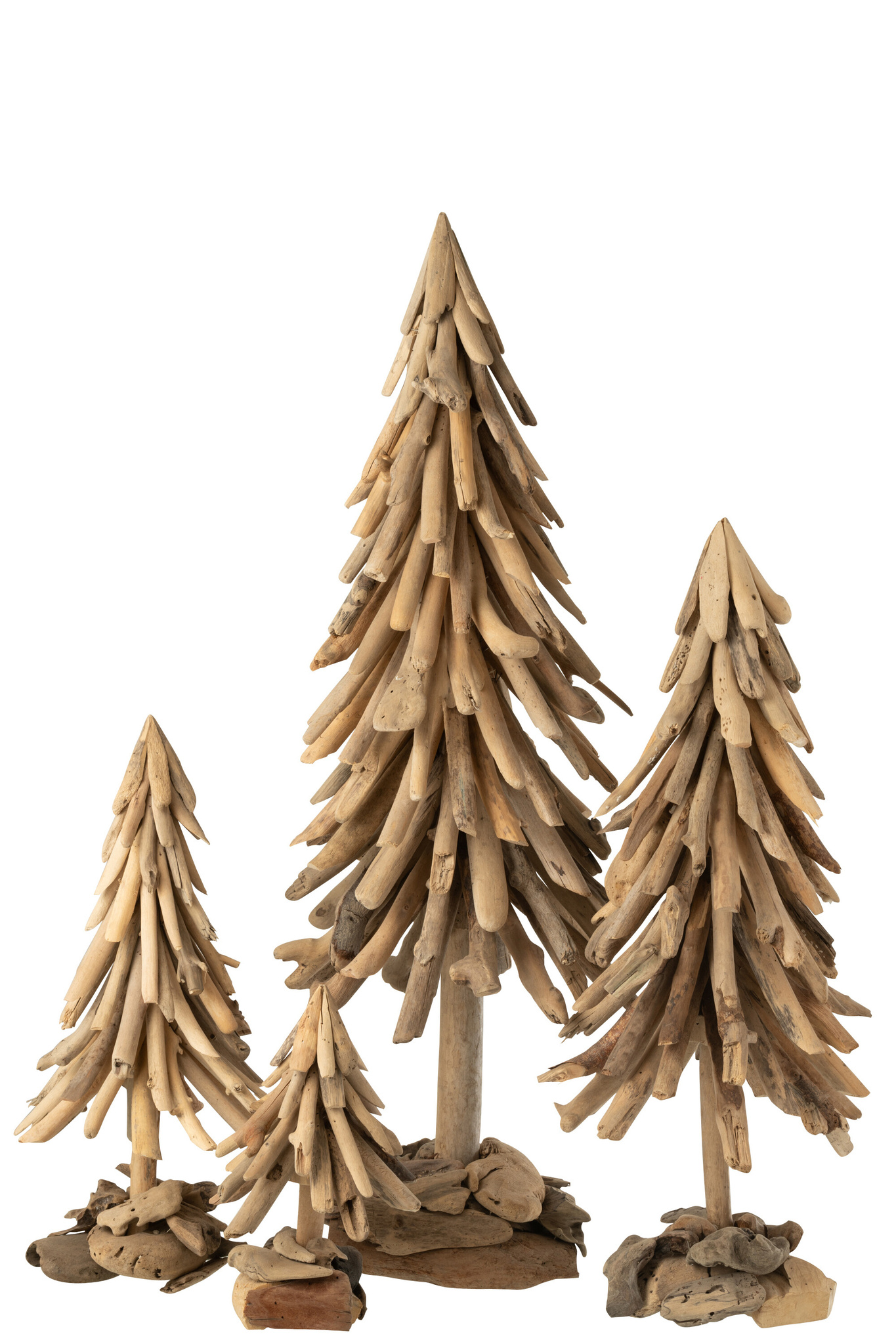 J-LINE KERSTBOOM OP HOUTEN BASIS STUKKEN DRIJFHOUT NATUURLIJK EXTRA GROOT