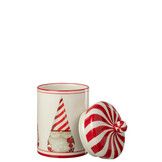 J-LINE POT DECORATIEVE KERSTMAN DOLOMIET KERST ROOD/WIT