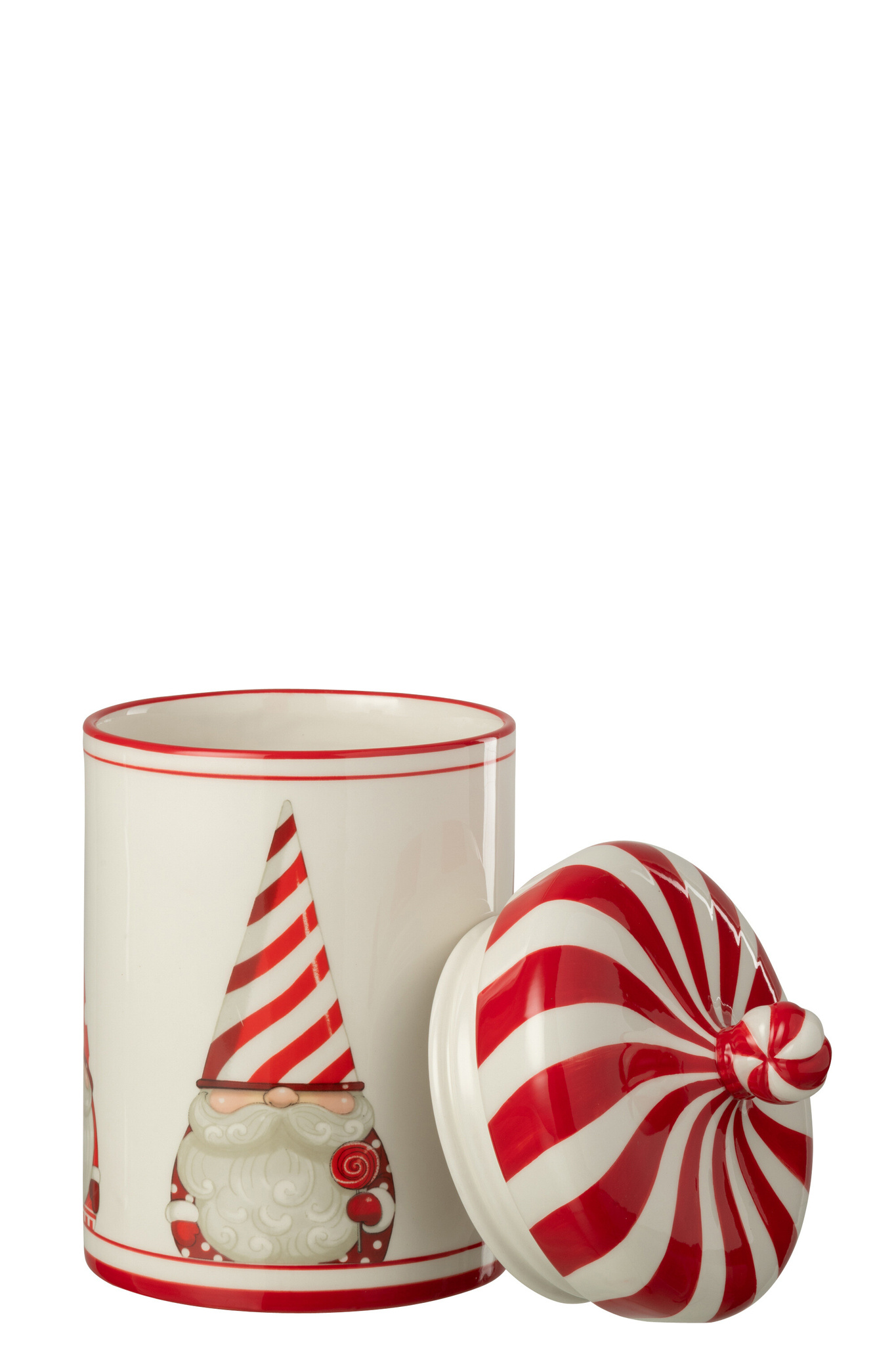 J-LINE POT DECORATIEVE KERSTMAN DOLOMIET KERST ROOD/WIT