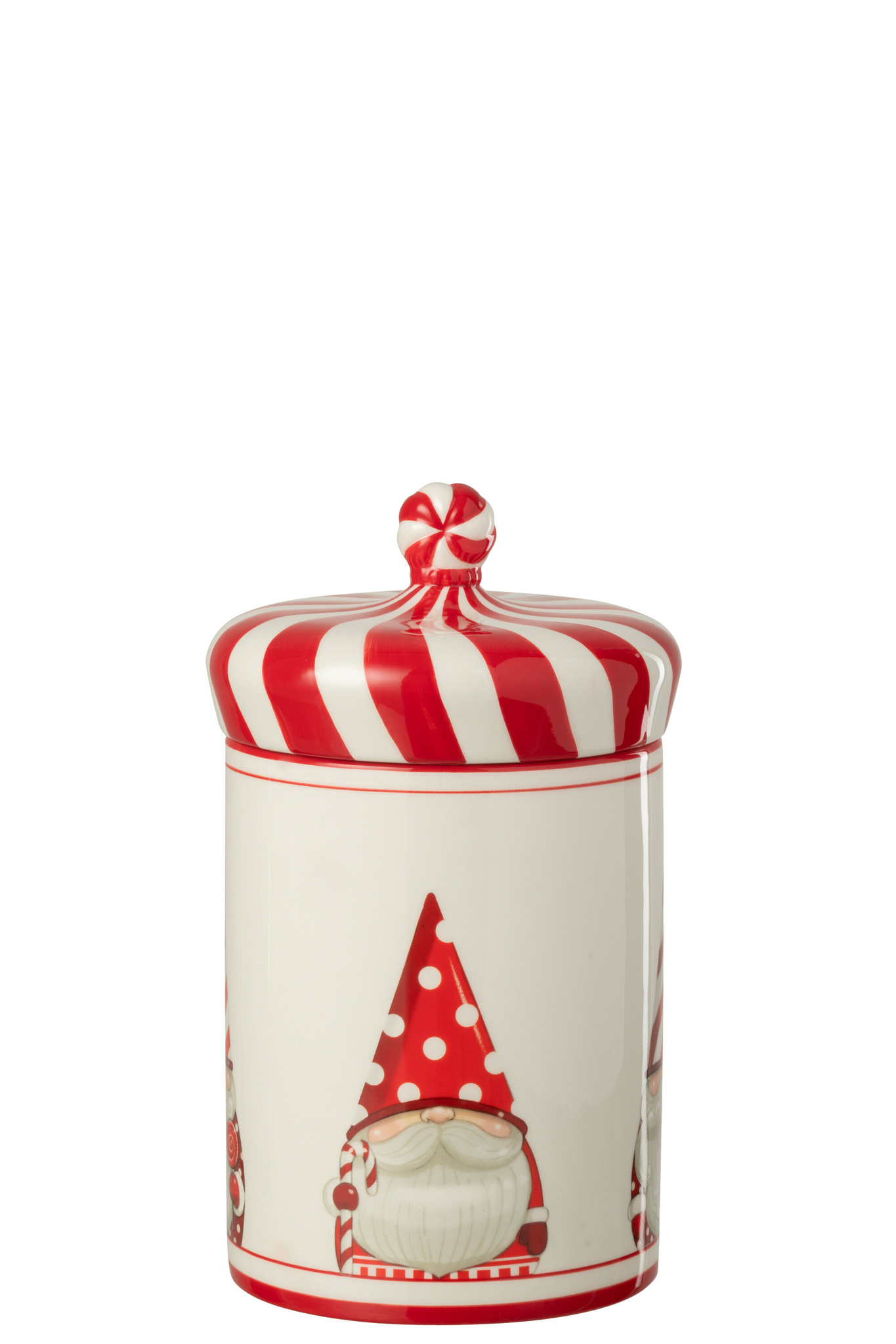 J-LINE POT DECORATIEVE KERSTMAN DOLOMIET KERST ROOD/WIT