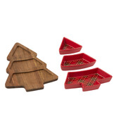 J-LINE TAPAS SERVIES PLAID + KERSTBOOM KERAMIEK ROOD