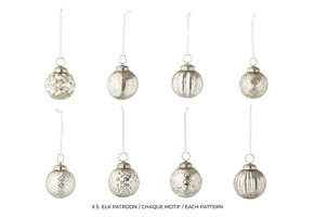 J-LINE DOOS VAN 40 KERSTBALLEN 8 PATRONEN GLAS ZILVERKLEURIG