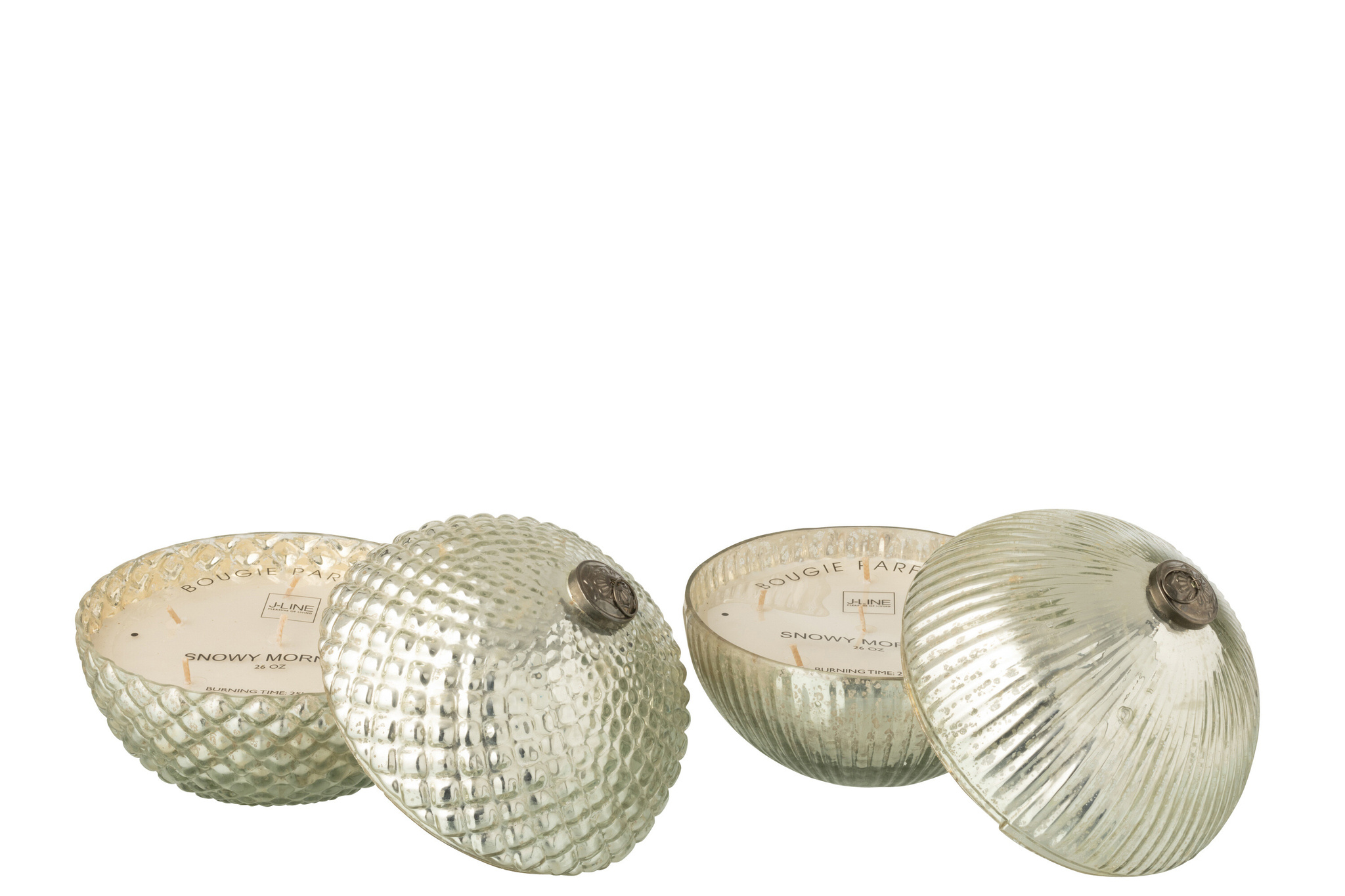 J-LINE GEURKAARS KERSTBAL GLAS ZILVER GEKLEURD GROOT ASSORTIMENT VAN 2