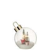 J-LINE KERSTBAL MET LED-VERLICHTING KERSTMAN GLAS WIT/ROOD GROOT