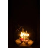 J-LINE KERSTBAL MET LED-VERLICHTING KERSTMAN GLAS WIT/ROOD GROOT