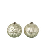 J-LINE GEURKAARS KERSTBAL GLAS ZILVER GEKLEURD GROOT ASSORTIMENT VAN 2