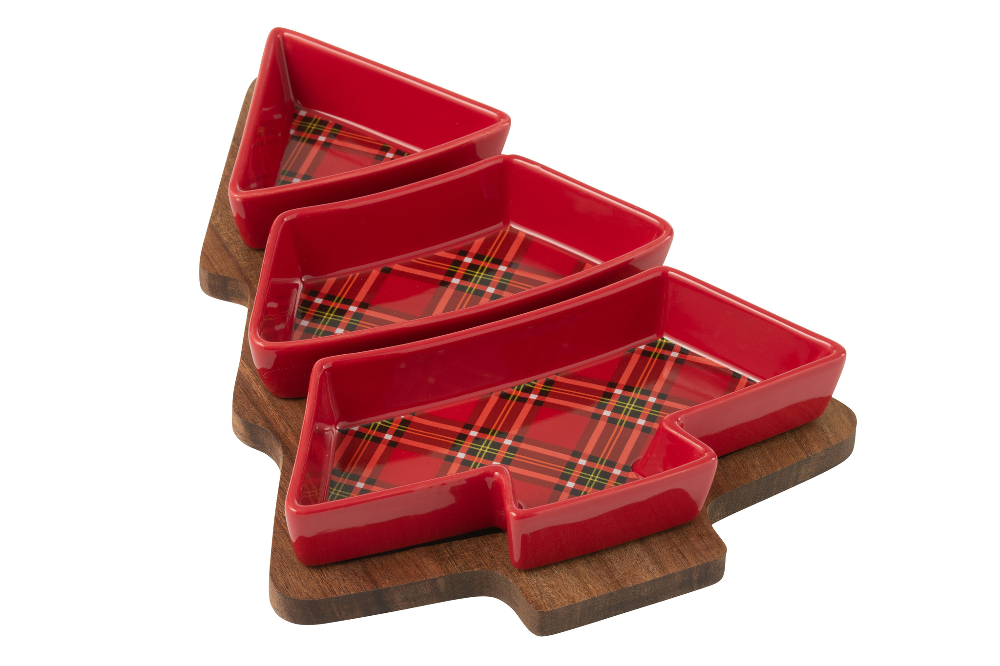 J-LINE TAPAS SERVIES PLAID + KERSTBOOM KERAMIEK ROOD