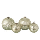 J-LINE GEURKAARS KERSTBAL GLAS ZILVER GEKLEURD GROOT ASSORTIMENT VAN 2