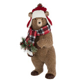 J-LINE BEER + BEANIE POLYESTER BRUIN/KERST ROOD