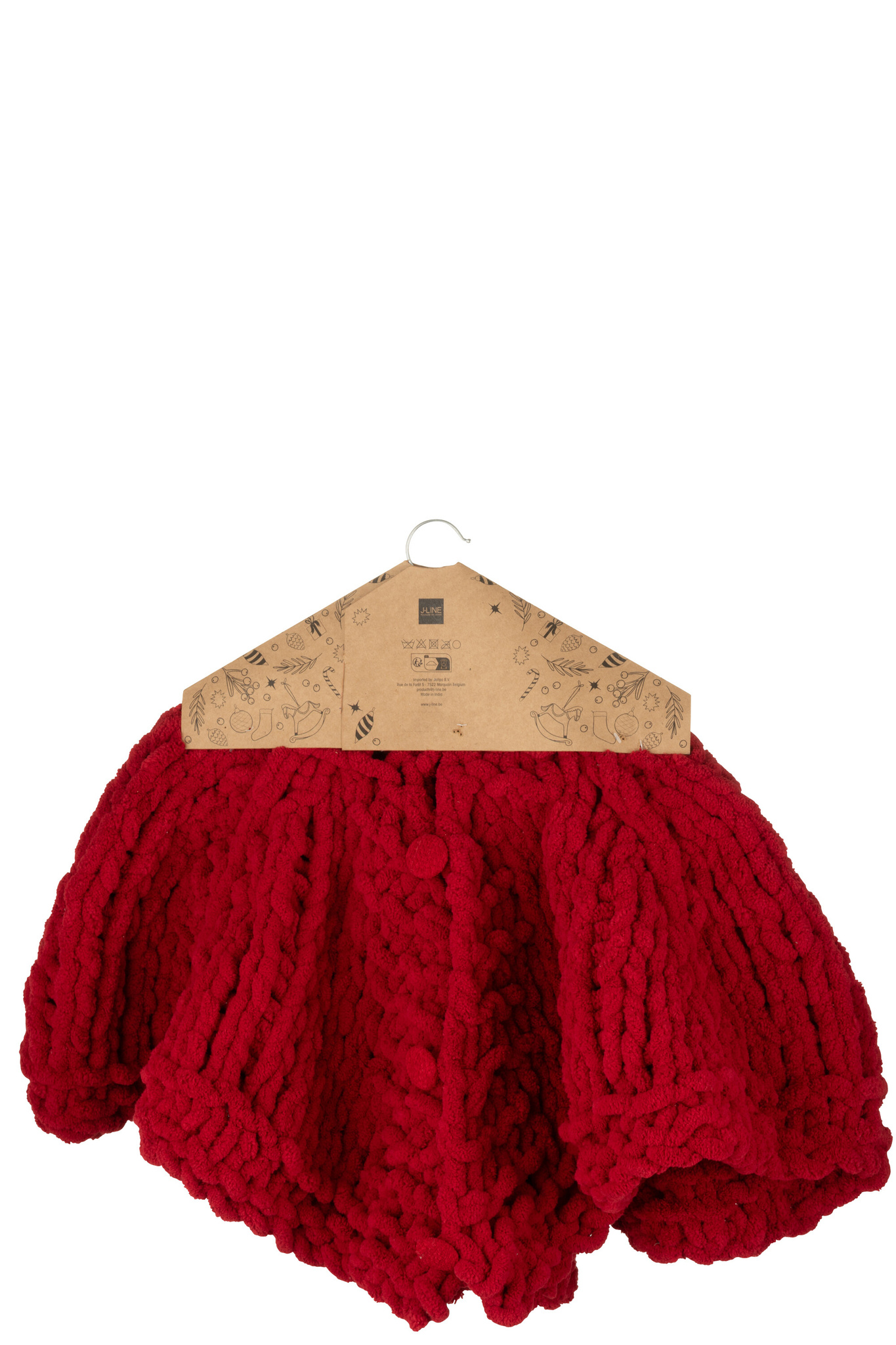 J-LINE KERSTBOOMROK GEBREID POLYESTER KERST ROOD