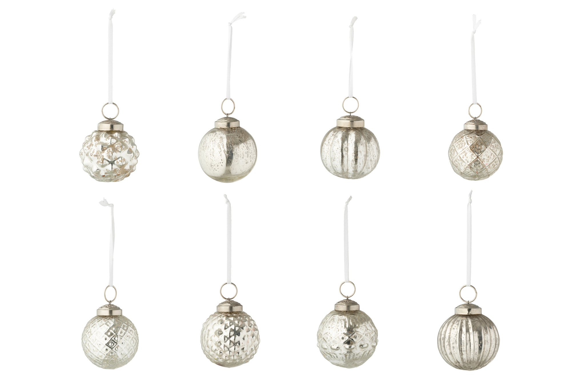 J-LINE DOOS VAN 40 KERSTBALLEN 8 PATRONEN GLAS ZILVERKLEURIGllen 8 patronen glas zilverkleurig