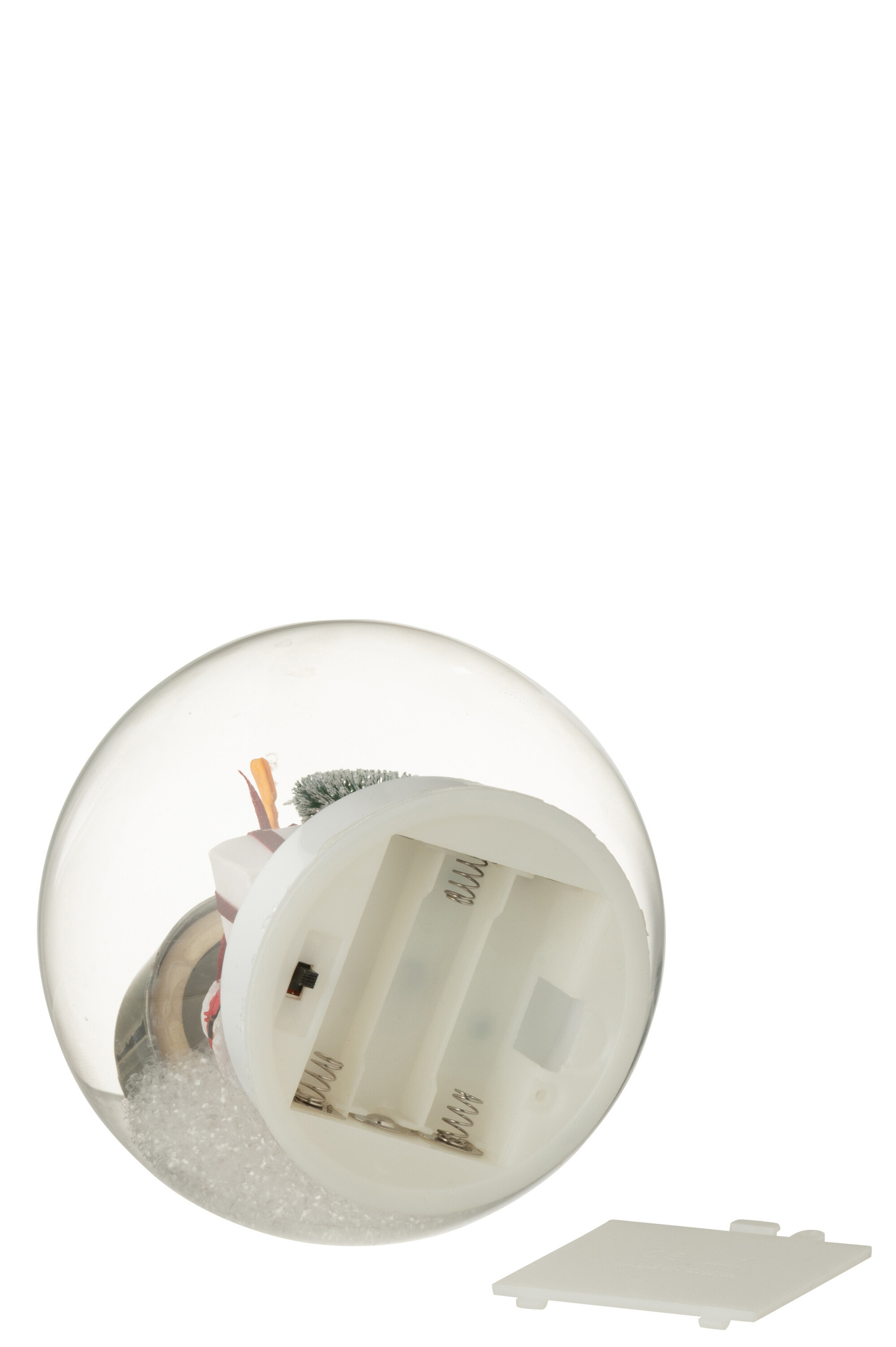 J-LINE KERSTBAL MET LED-VERLICHTING KERSTMAN GLAS WIT/ROOD GROOT